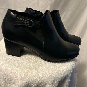 White Mountain Black Ankle Booties with Side Buckle